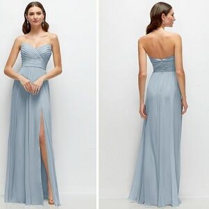 NWT After Six Dessy Group Carina Strapless Lux Chiffon Maxi Dress Size 4 1585